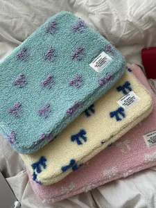 Korean Plush Bow iPad Tablet Bag, Style Notebook Cover, Fits 11/13 Inch Computers, Stylish Interior Protection