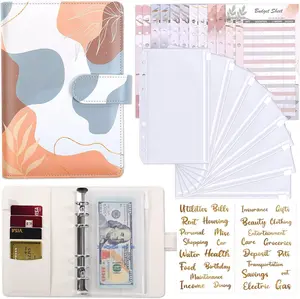 Warrenty Budget Binder with Zipper Envelopes Money Organizer for Cash 8 Pcs Cash Envelopes for Budgeting 12Pcs Budgeting Sheets & 2Pcs Golden Labels for A6 Binder