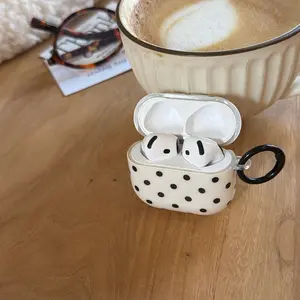 Background Polka Dot Ring Earphone Case for Apple AirPods Pro 3/2/4/3/2, Fashionable Women's Simple Design, Stylish Earphone Cover, Earphone Protective Cover
