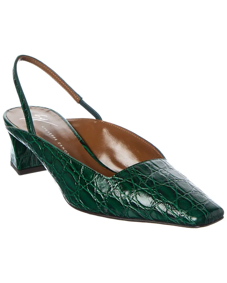 Giuseppe Zanotti Brenda 45 Croc-Embossed Leather Slingback Pump