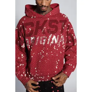 Iceout Red Rhinestone Oversized Hoodie Iceout Red Rhinestone Oversized Hoodie