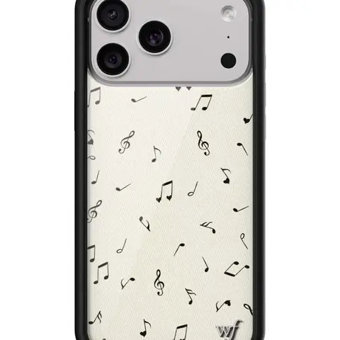 Love Notes | Limited Edition Trendy iPhone Case | Raised Protective Black Bumper | Women Owned Small Business | Egg Shell Sandy White Background Heart Shaped Musical Notes | Safety Casing Protective | Gift for Her