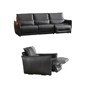 Luxury Dual Motor Genuine Leather Electric Recliner Sofa – 3-Seater Power Reclining Couch with Adjustable Backrest & Footrest for Living Room