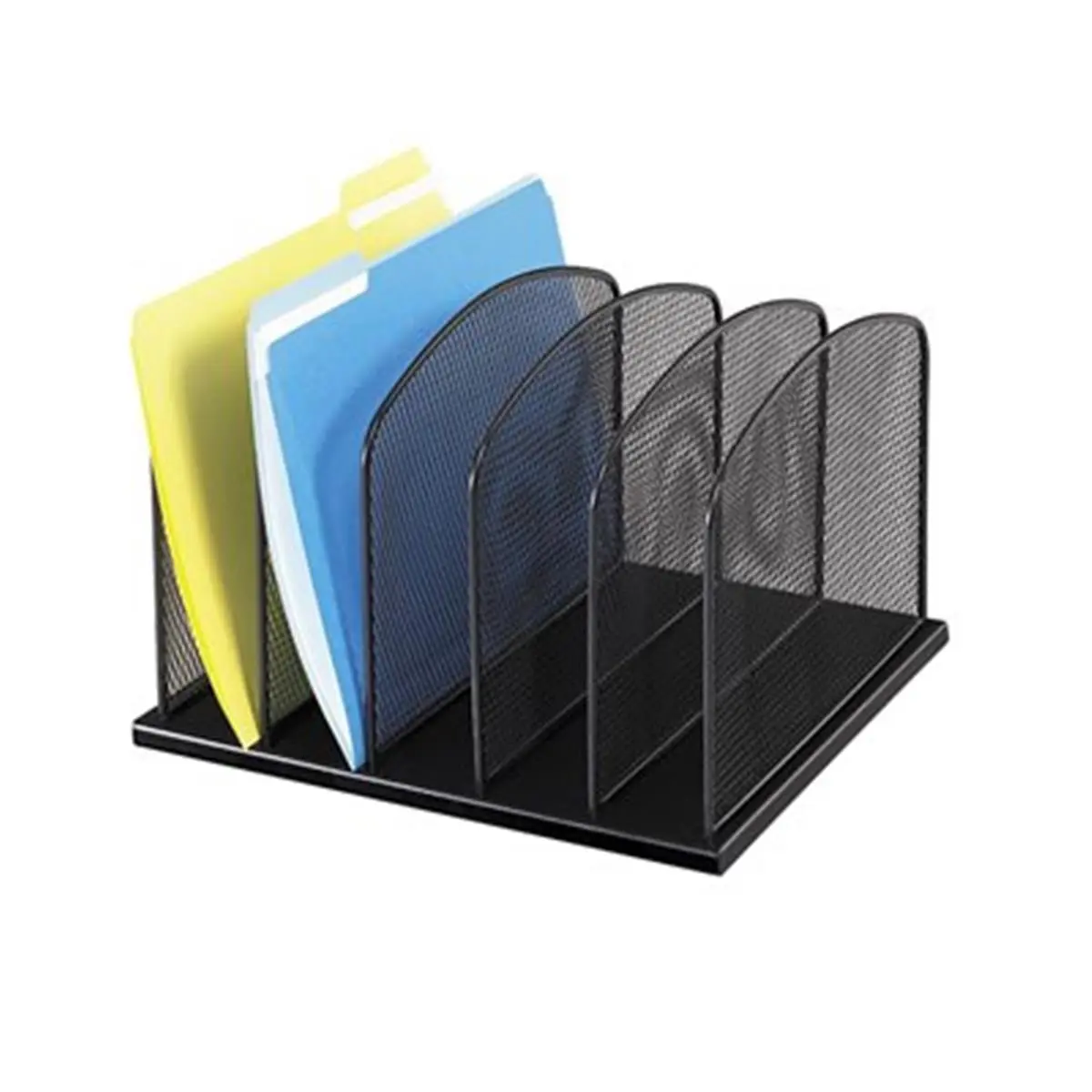 Safco 3256BL Onyx Mesh Office Desk Storage Organizer - 5 Upright Sections, Easily Accessed, 8.25in Height, 11.25in Length, Black, Office Users