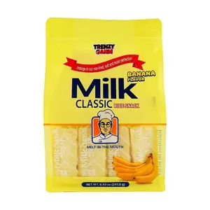 Trenzy Gahm Milk Classic Rice Snack - Banana Flavor Crispy Melt-in-the-Mouth Crunchy Korean Rice Cake Treat Individually Wrapped