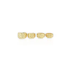 Nugget Square CZ Ring - 10K Yellow Gold