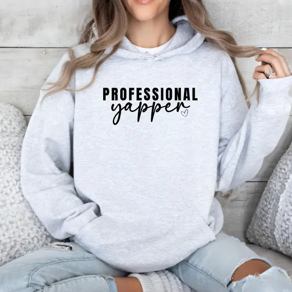 Yapper Professional Yapper Hoodie - Puffy Foam Vinyl, Humorous Gift for Her, Ideal for Gifts, Funny Design, Ideal for Her, Oversized Cute Casual