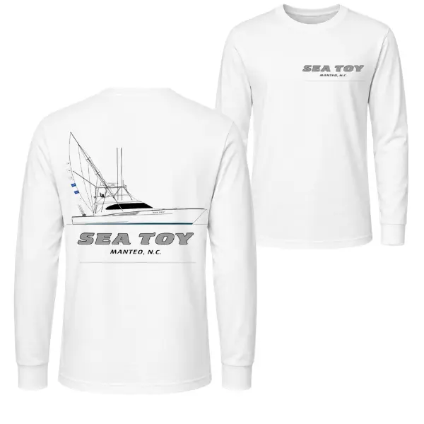 Sea Toy Manteo NC Fishing Long Sleeve Shirt – Offshore Sport Fishing Boat Graphic Performance UV Protection Tee for Saltwater Anglers