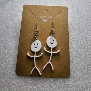 137) Acrylic "Bird Man" Earrings