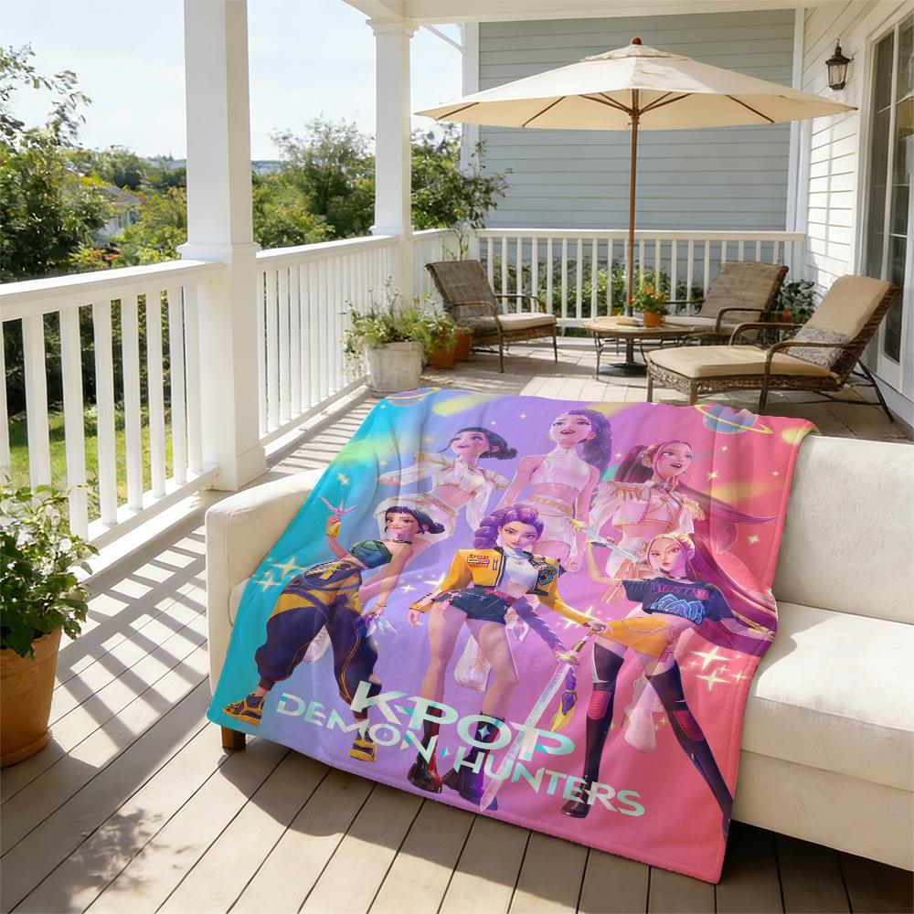 Countdown Sale! Huntrix x K-Pop Demon Hunters | Soft Flannel Blanket for Sofa, Bed & Office | Perfect Gift for K-pop & Anime Lovers cozy flannel blanket A gift suitable for fans, friends and children Suitable for all four seasons