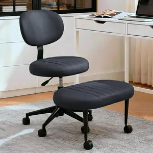 Joyfinity Ergonomic Cross Legged Swivel Chair Height Adjustable Criss Cross Chair with Lumbar Support 360° Rotating Footrest for Home Office Use