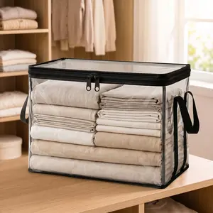 [ Free Shipping ]Heavy-Duty Durable High CapacityOrganizer, Large Clear Thick Plastic Storage Boxwith Hinged Lid,  Perfect for Home, Camping, Travel, Attic andMoving