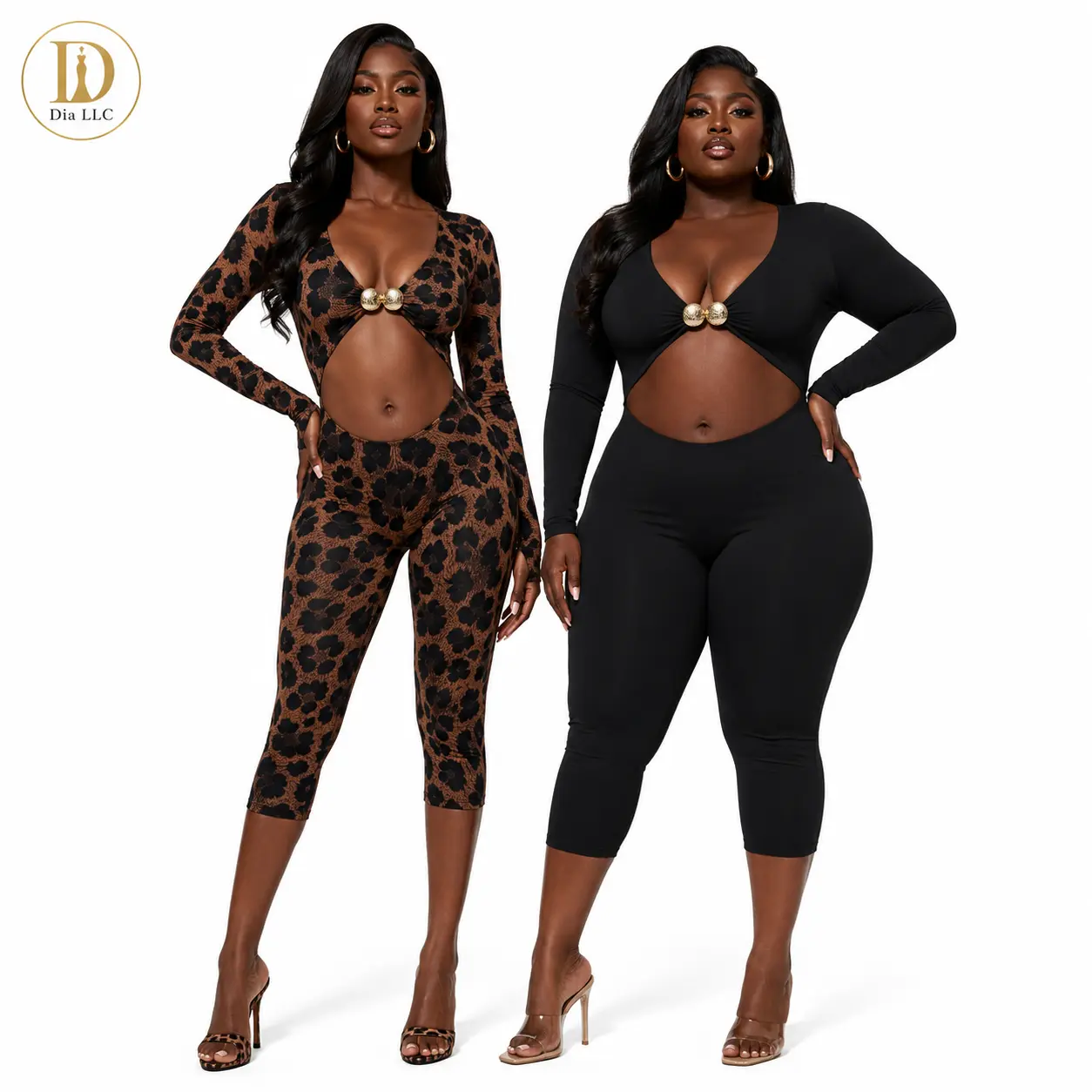 Women’s Leopard Print Cut Out Jumpsuit, Long Sleeve Bodycon Romper, Trendy Y2K Party Clubwear Outfit