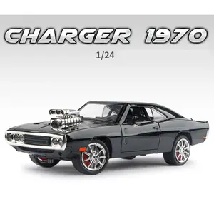 1:24 Diecast Car Model, 1970 Challenger Fast & Furious 7 Zinc Alloy Toy Car, Battery Powered with Sound & Light, Electronic Components, Kids' Gift & Home Decoration