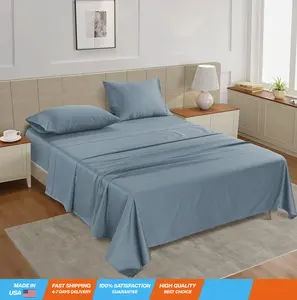 100% Cotton Queen Sheet Set (4 Pc) – 450 Thread Count - Sateen Weave – Soft & Breathable Cotton Bed Sheets for Queen Size Bed Set – Queen Size Sheets Set with Deep Pockets – French Blue