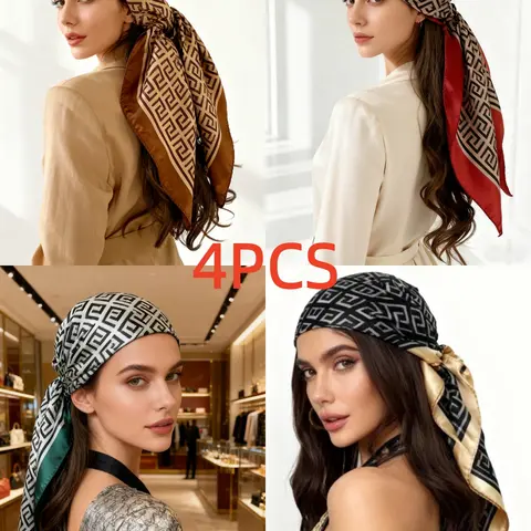 Simple Geometric Print Polyester Scarf, Lightweight Summer Shawl, Casual Fitted Wrap, Versatile European Style, All-Season Accessory