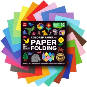 Origami Paper Kit for Kids Ages 5-12, Made in Korea, Double Sided Colored 500 Sheets 50 Colors 6x6 Square, DIY Art Craft Projects with Easy Guide Book & QR Video Tutorial