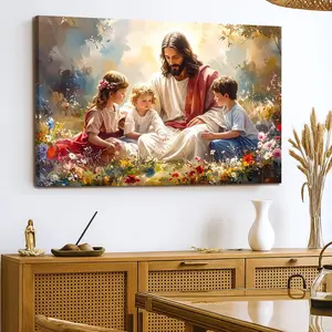 Jesus With Children Faith Wall Art |   Christian Wall Art |   Jesus Faith Wall Art |   Christian Home Decor |   Religious Artwork for Living Room
