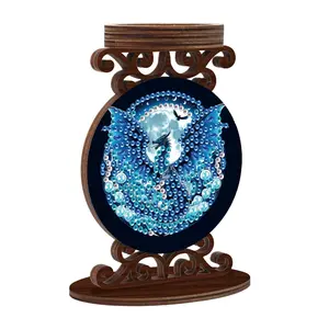 Dragon Pattern Candle Holder, Candle Stand, 1 Set Wooden DIY Diamond Picture Design Candle Holder with Accessories, Home Decor Supplies for Living Room Bedroom, Ornaments