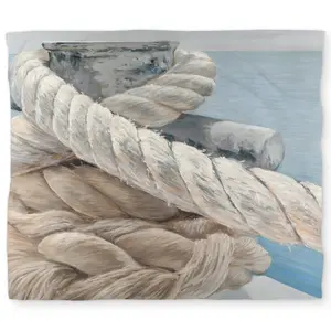 Begin Home Decor C1DCKSW01IV4KJ Marine Gray Coastal King Size Duvet Cover - Tie-Down Ropes Closeup