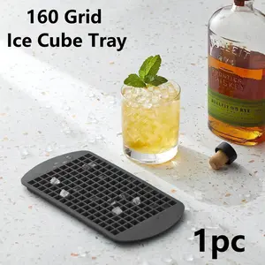 Silicone Ice Cube Mold – Flexible Grid Tray for Drinks, Cocktails & Cold Beverages, Easy Release Ice Maker, 160 Grid, Black