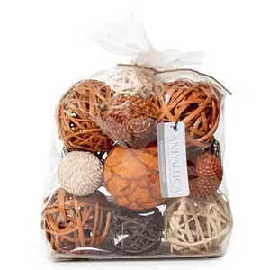 ANDALUCA Large Decorative Vase Filler Bag with Orbs, Balls (Burnt Orange)
