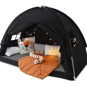 Full Size Bed Canopy Toddler Bunk Bed Tents Dream Tent Privacy Space Blackout Kids Sleeping Tents Indoor Floor Portable Drafty Playhouse for Boys Girl Birthday House Gift