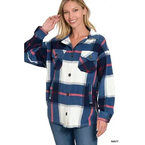 Zenana Oversized Plaid Fleece Shacket