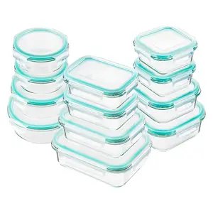 12 Pcs Reusable Glass Meal Prep Containers Airtight Leak Proof Bento Boxes for Office Lunch Family Use