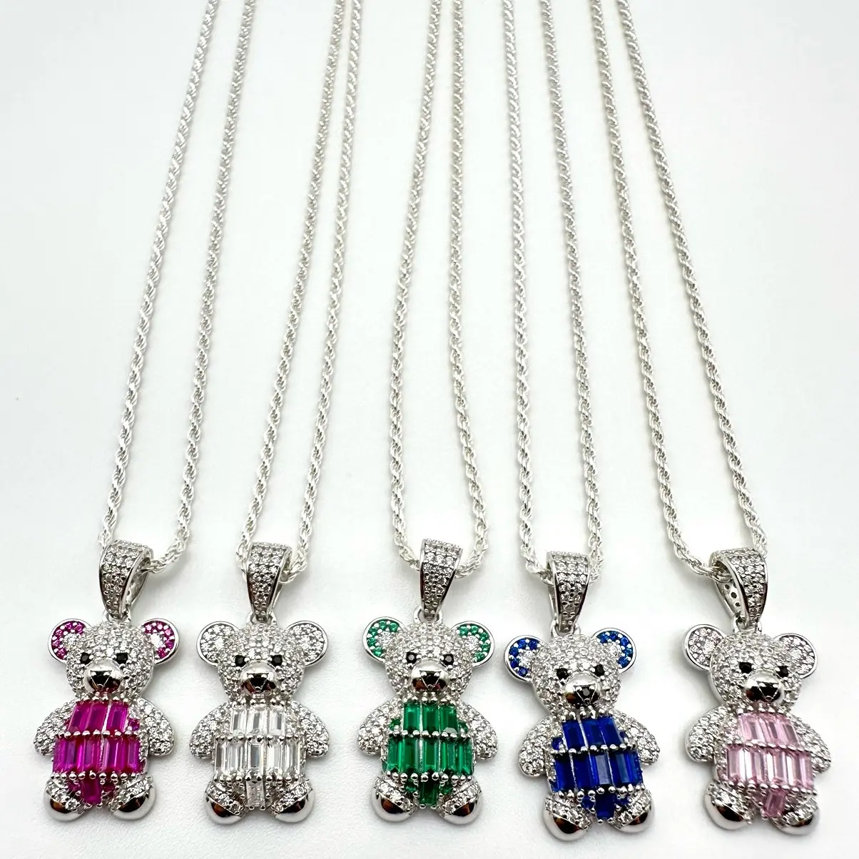 Bear Pendant Necklace - Perfect Gift for Women and Teen Girls, Handmade 925 Sterling Silver Bear Pendant Cubic Zirconia