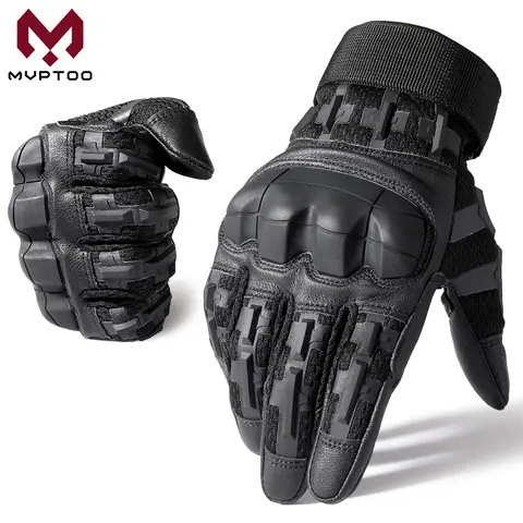 MVPTOO Full-Finger Sports Gloves - 10-Finger Touch High-Sensitivity Screen, PU Leather, Hard Protective Shell, 3D Palm Armor, 3D Rubber Hand Guards, Elastic Tape Snug Fit, Tactical Offroad Motorbike Outdoor Gear