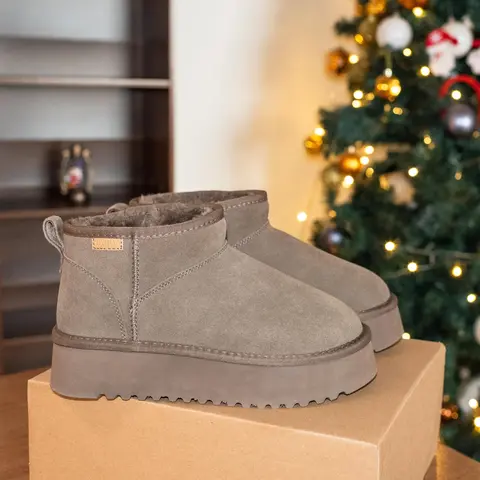 XIXITIAO Women's Snow Boots - Genuine Suede, Faux Fur Lining, Memory Foam Comfort, Waterproof Platform Ankle Shoe, Winter Footwear