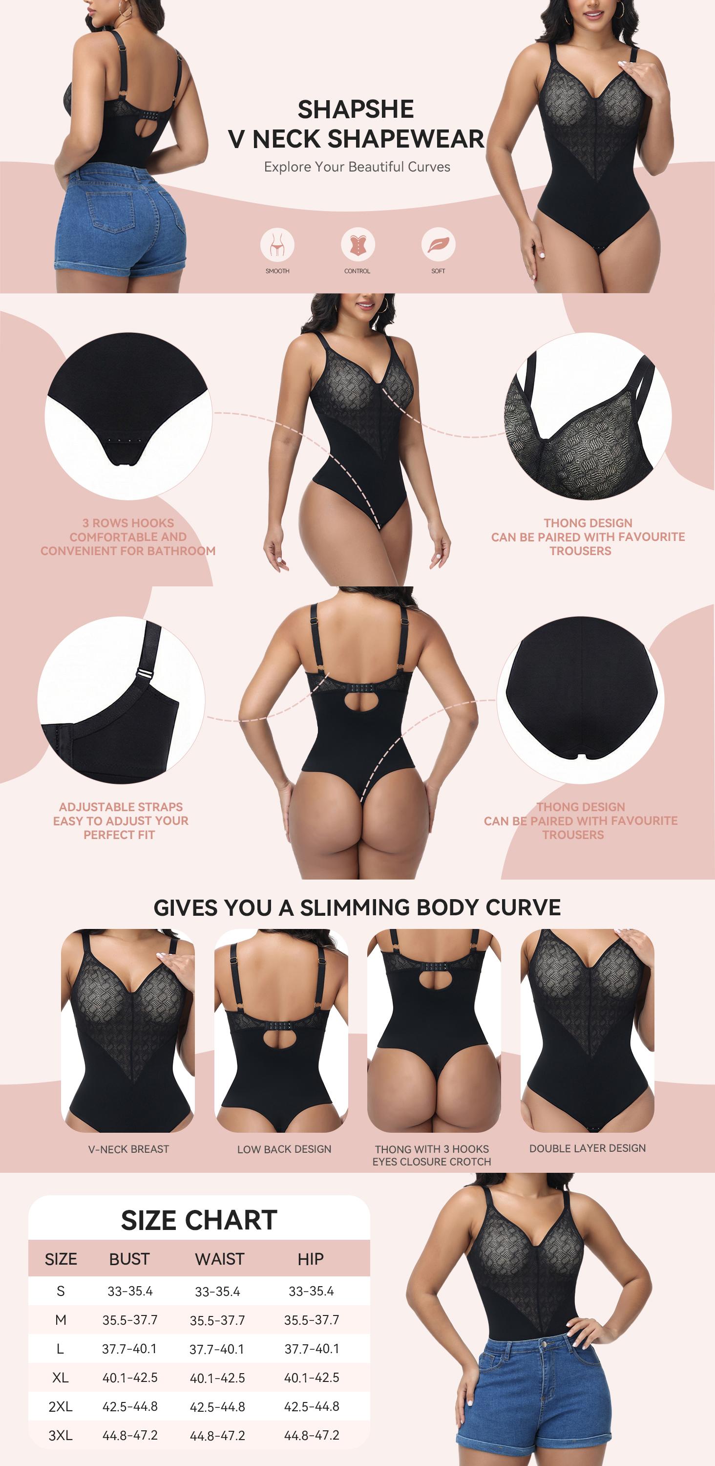 Lace Bodysuits for Women Tummy Control Shapewear V-Neck Thong Shapewear Sleeveless Lace Shapewear for Women Tummy Control Shaperwear Sleeveless Fajas