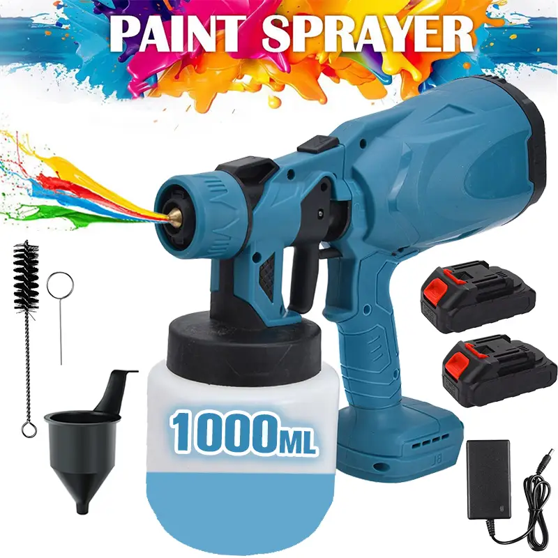 Cordless Paint Sprayer,1000ML High Power Electric Spray Paint Gun with Adjustable Spray Width Knob, Easy to Clean, for Home Interior Furniture Wall Do
