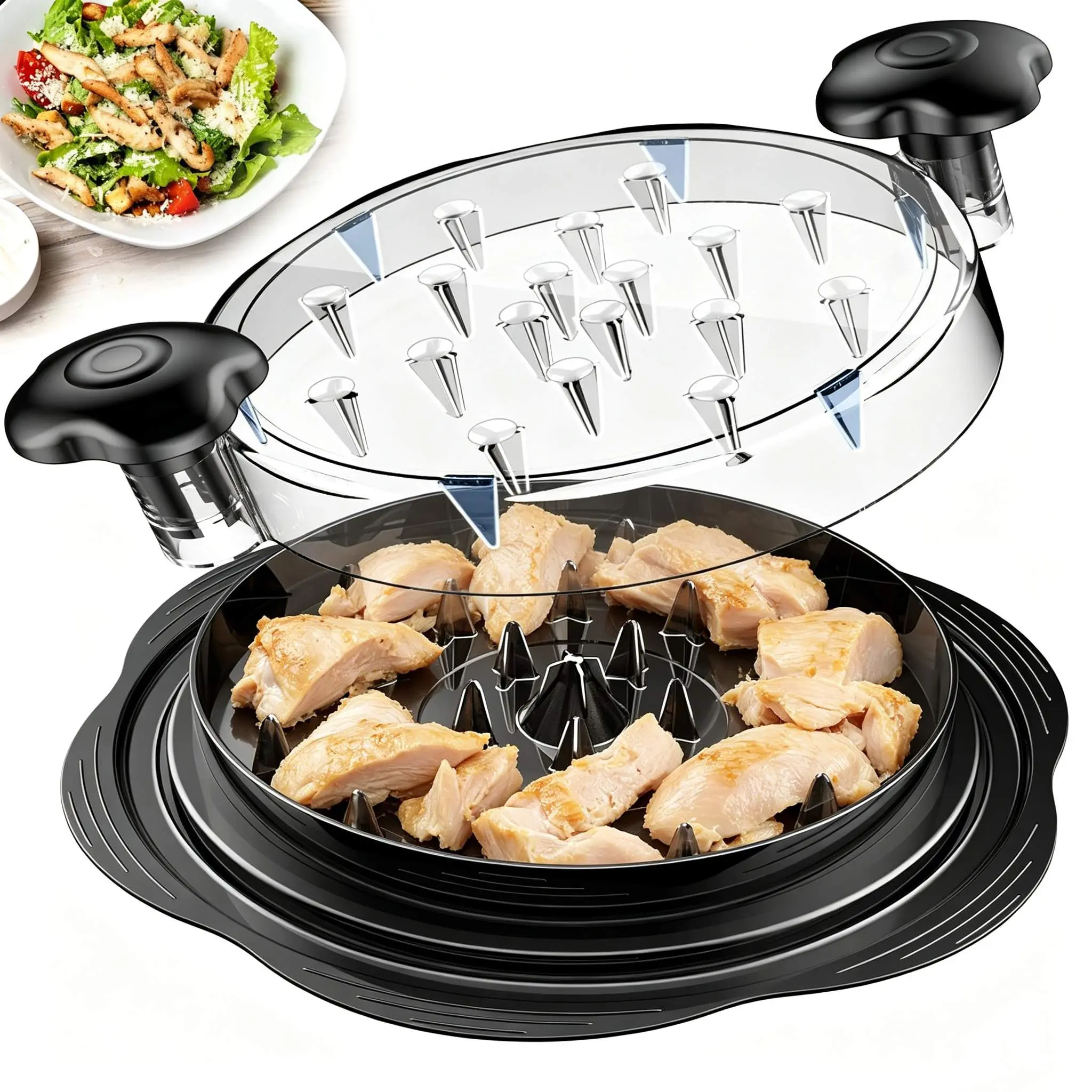 Large Transparent Twist Meat Shredder Tool with Anti-Slip Base and Ergonomic Handle, Durable Kitchen Gadget for Shredding Chicken Breast, Perfect for Daily Cooking and Meal Preparation