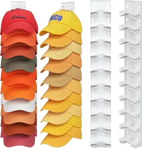 Hat Organizer for Baseball Caps 2Pack, Hat Rack for Wall with Strong Adhesive Hold up to 20 Hats, Hat Hanger Holder Display for Door Closet, Cap Organizer Storage Multilayer Two Mounting Option(Black) Wall-Mounted Multilayer Adjustable Hat Hooks