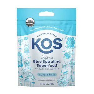 KOS Blue Spirulina Superfood Organic Powder - Powerful Antioxidant & Nutrient Boost, Vibrant Natural Color, Energy & Protein Source, USA Made, GMP & NSF Certified