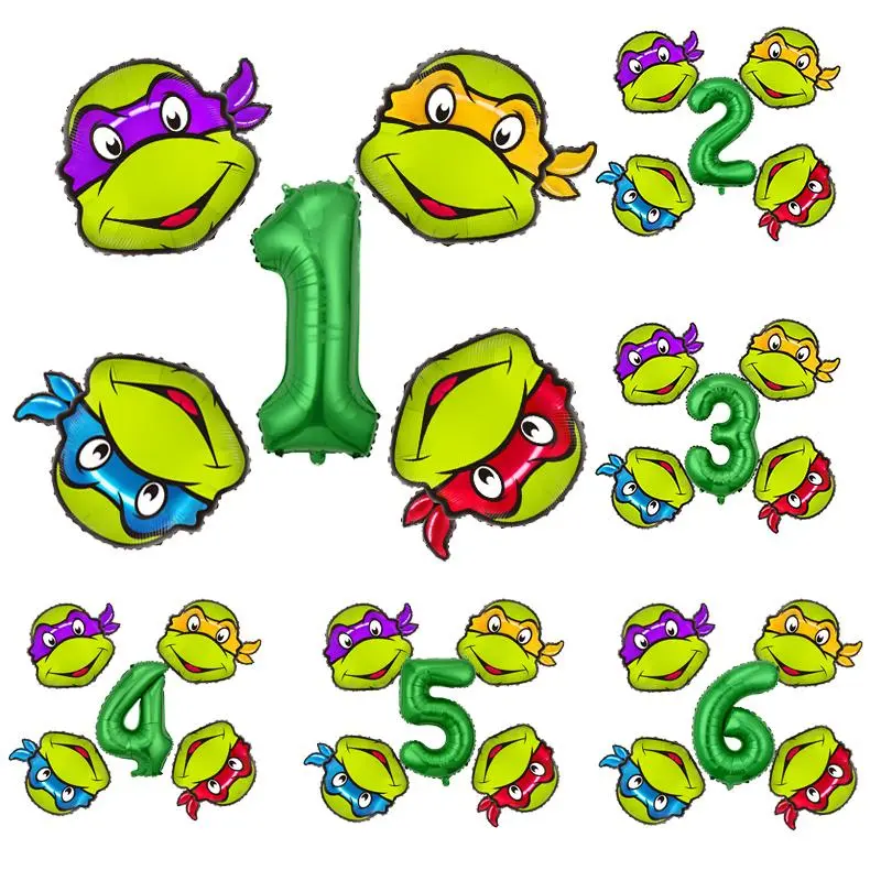 Teenage Mutant Ninja Turtles Ballons Set Birthday Number Balloon Boys Party Decoration Anime Figures Models Kids Gifts