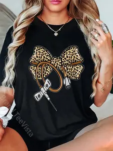 100% cotton Leopard Coquette Bow Phlebotomist Nurse Phlebotomy Phleb T-Shirt women graphic shirts
