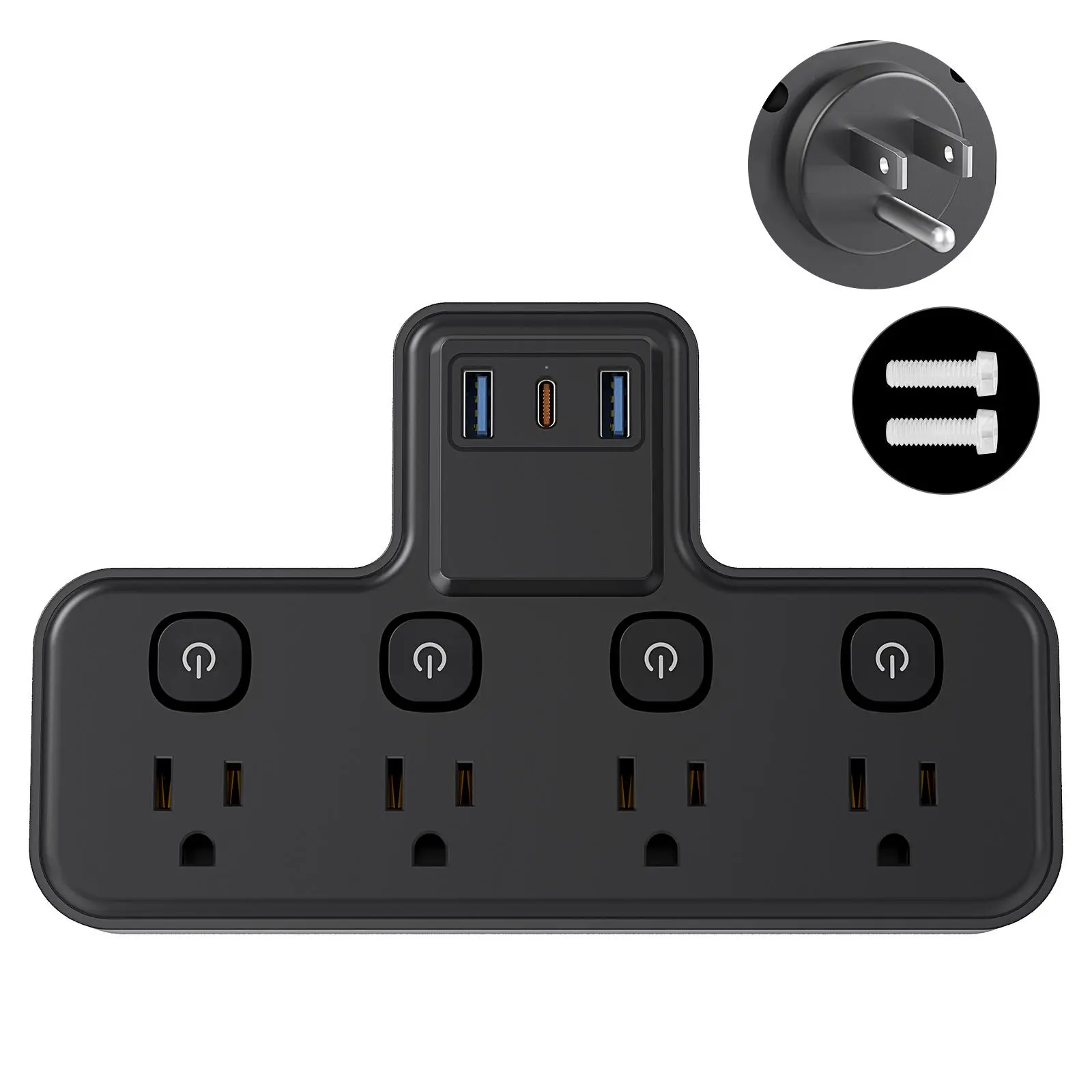 Wall Socket Extension, Multifunctional Wall Socket with PD Fast Charging, Electrical Sockets & Accessories for Office, School, Home