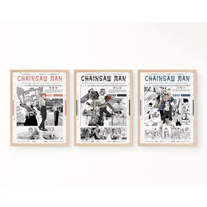 Set of 3 CHAINSAW Man Anime Poster UNFFRAMED - Denji Art- Makima Anime Wall Art- Power - Anime Manga Panel POSSTER - Gift for Manga Lovers - Manga Wall Collage Decor - Anime Art Poster