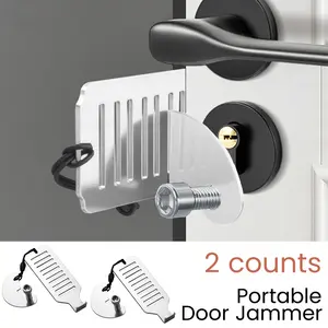 2 Counts of Improved Portable Door Lock, compact security device small enough for pocket carry,easy-install door jammer sets up in seconds without tools