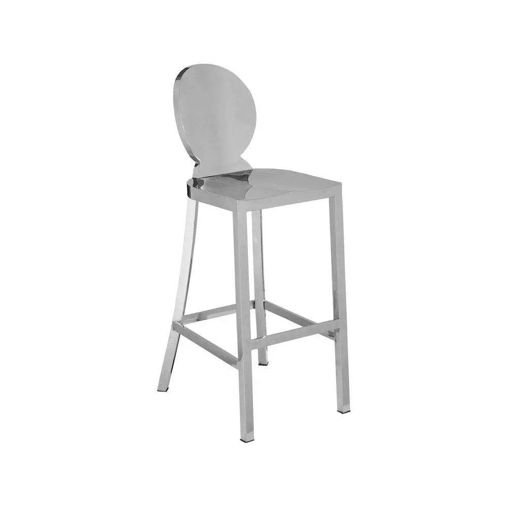 Maddox Modern Chrome Finish Single Seat Stainless Steel Indoor Stool