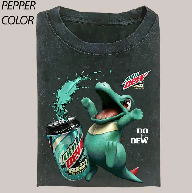 The Totodile x Mountain Dew Baja Blast Shirt, Do The Dew Pocket Monster Shirt, Gift for Men, Gift for Women, Unisex Streetwear Shirt, Menswear, Womenswear