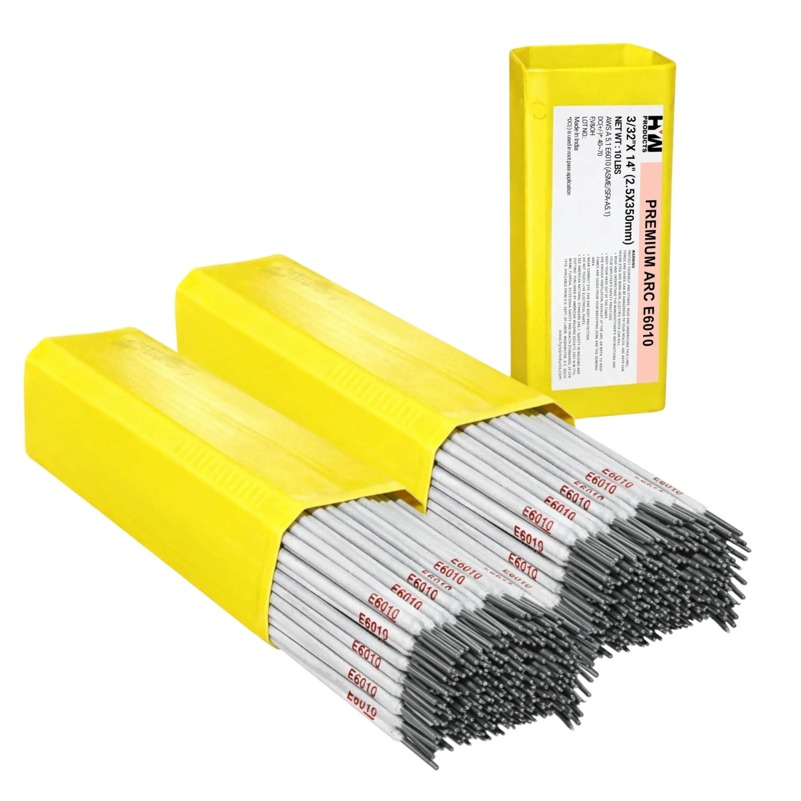 E6010 Premium Arc Stick Electrodes - 3/32in x 14in Welding Rods with Fast-Freeze Cellulose Coating, Deep Penetration for Steel Repair Work, 10-lb Box, 2PK