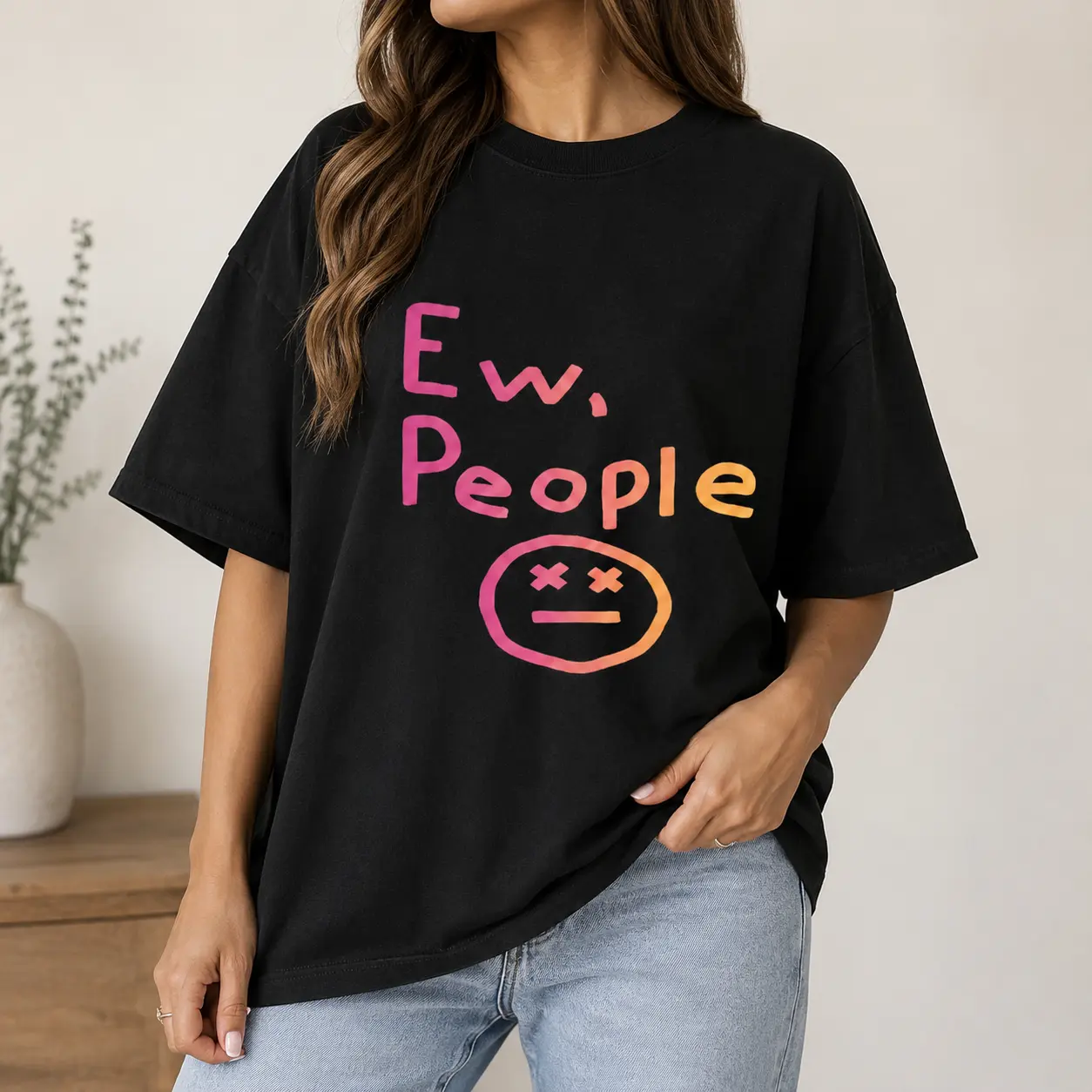 Ew People Men Short sleeve T shirts Funny Introvert Graphic Tee Sarcastic Plus Size Top Casual Humor Vintage Inspired Everyday Wear