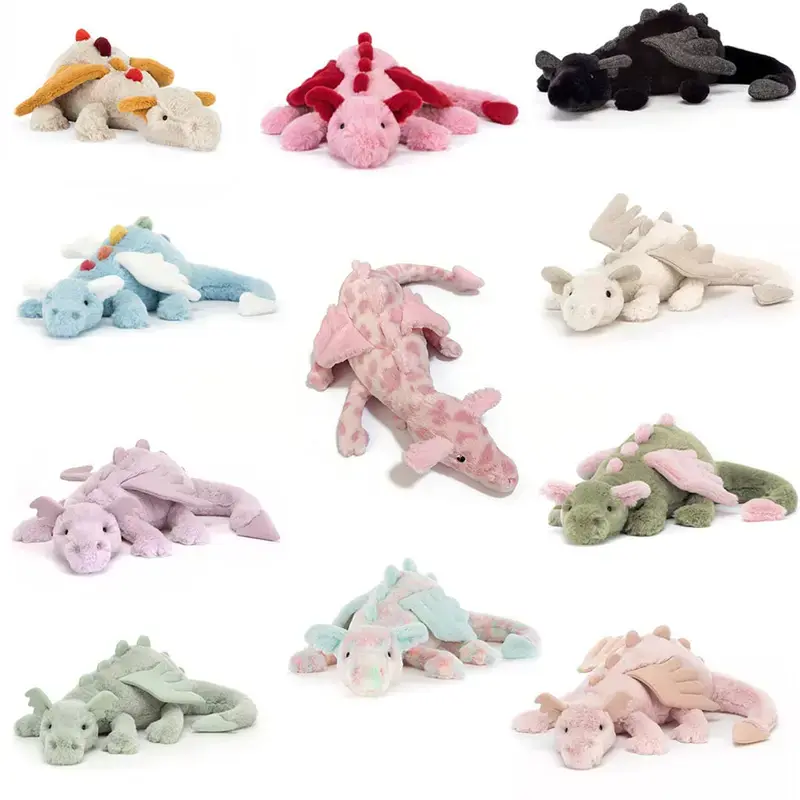 50cm Long-Bodied Dragon Plush Keychain Accessory, Multi-Colored Coat, Shimmering Wings, Soft Velvety Fur, Multiple Designs, Kids' Ideal Fashion & Costume Jewelry Accessory