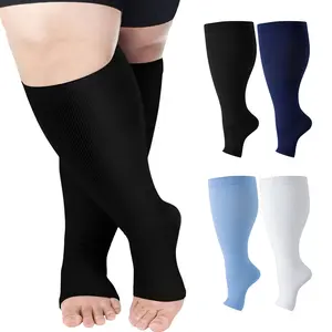 4Pairs Plus Size Graduated Compression Calf Socks, Wide Calf Support Socks for Women & Men, 2XL-4XL, for Running, Work, Travel & Swelling Relief outdoorfun