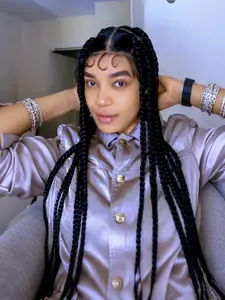 360 Full Lace Jumbo Braided Wigs for Women, 34 Inch Knotless Braids, Long Jumbo Box Braided Wig with Baby Hair