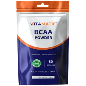 Vitamatic BCAA Powder 2:1:1 Instantized Branched Chain Amino Acid 6000 mg per Serving L-Leucine L-Isoleucine & L-Valine Unflavored Supports Fitness & Active Lifestyle 500 Gram